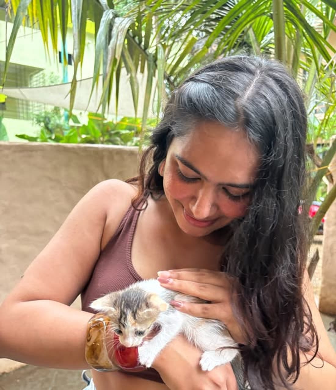 Holding a small kitten
